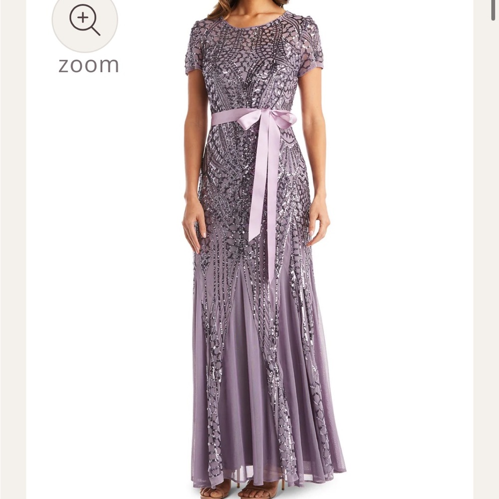 Women's One Piece Short Sleeve Embellished Sequin Evening Gown - Missy